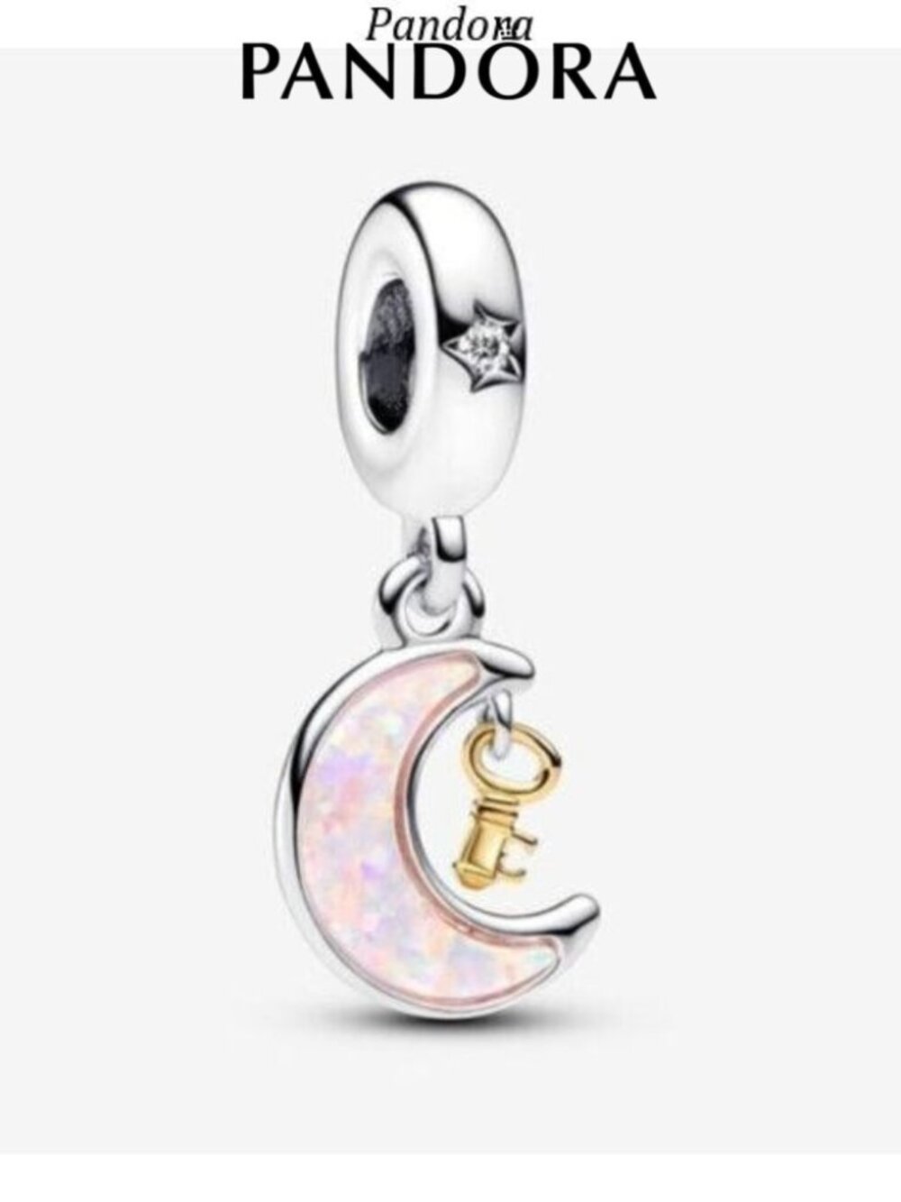 Pandora Two-tone Key & Moon Dangle Charm